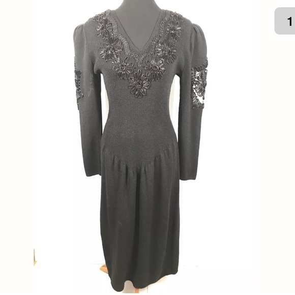 Don Sayres Dresses & Skirts - Vtg Victorian Style black dress knit don sayres